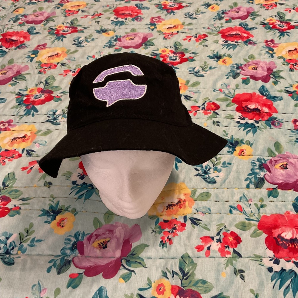 Big X Black Cotton Bucket Hat Purple Embroidered Logo
